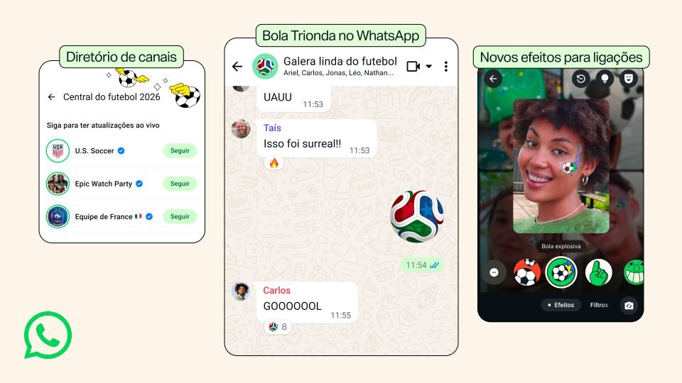 Celebrando o futebol com novos recursos no WhatsApp
