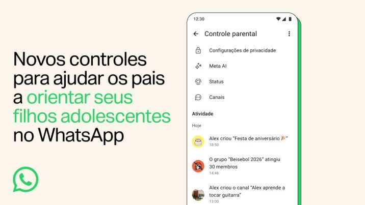Novos controles para ajudar pais, mães ou responsáveis a orientar adolescentes no WhatsApp