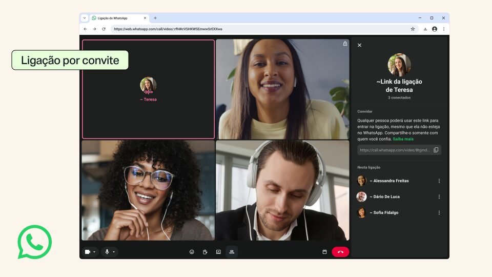 Agora você pode convidar qualquer pessoa para uma ligação do WhatsApp: sem conta, sem custo e sem limite de tempo